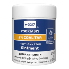 MG217 2% Coal Tar Ointment for Psoriasis, Extra Strength Multi Symptom Relief, Effectively Relieves Itching, Scaling, Redness, Vitamin A, D and E, 4 oz Jar - GotClearSkin