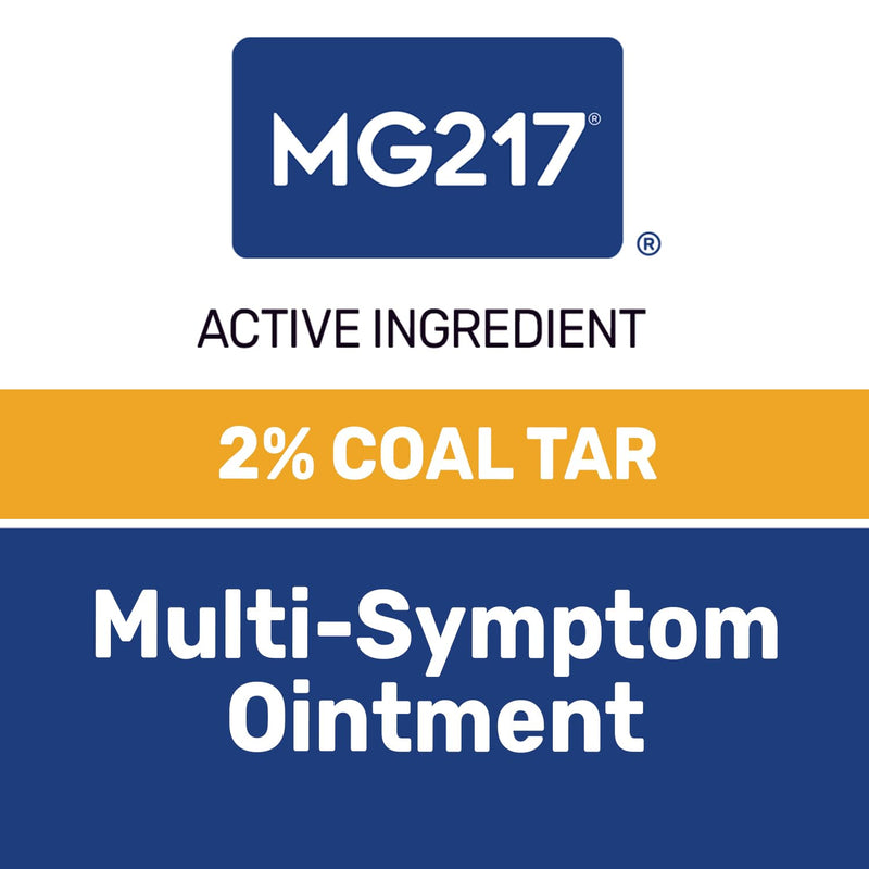 MG217 2% Coal Tar Ointment for Psoriasis, Extra Strength Multi Symptom Relief, Effectively Relieves Itching, Scaling, Redness, Vitamin A, D and E, 4 oz Jar - GotClearSkin